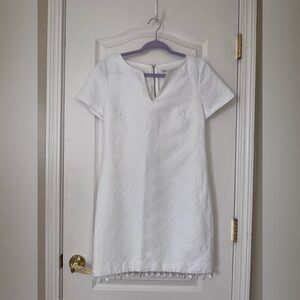 Trina Turk White Eyelet Short Sleeve Shift Dress size 6